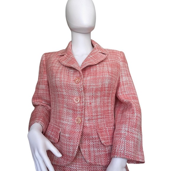 GEORGIOU VINTAGE TWEEN 2 PIECE MIX SET BLAZER W SKIRT BABY PINK - Picture 4 of 11